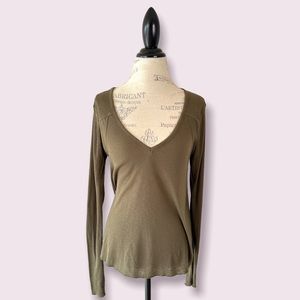 Free People Ribbed Flowy Long Sleeve Shirt Medium